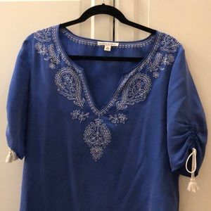 BLUE SILK BEACH COVER UP